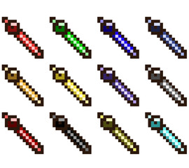 Pixel Art Colorful Wand Pack 2 16x16 Vector