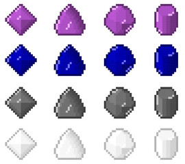 Pixel Art Minerals Pack 5 16x16 Vector