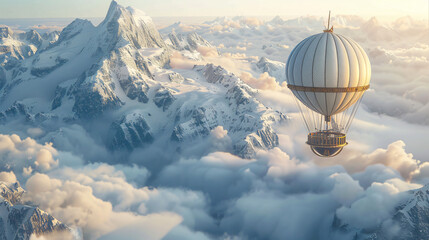 Fantasy concept of a steam powered balloon craft airsh - obrazy, fototapety, plakaty