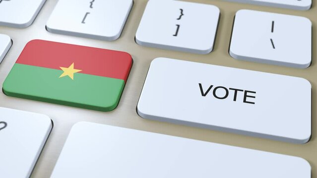 Burkina Faso Vote in Country. National Flag and Button 3D Animation