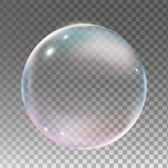 Vector transparent liquid shape refraction soap bubble on a light background.