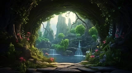 Store enrouleur occultant Forêt des fées Garden of Eden exotic fairytale fantasy forest Green