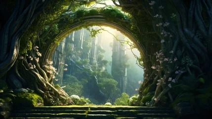Crédence de cuisine en verre imprimé Forêt des fées Garden of Eden exotic fairytale fantasy forest Green