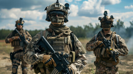 Several soldiers fully equipped