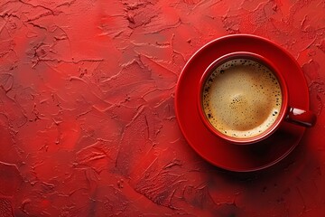 A Cup of Coffee on a Red Table