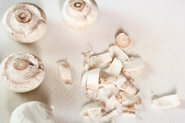Peeling Mushrooms. Making Chicken, Cheese and Leek Parcel Series.
