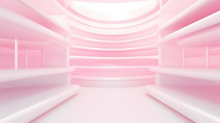 3d rendering of white and pink abstract geometric background. Scene for advertising, technology, showcase, banner, game, sport, cosmetic, business, metaverse. Sci-Fi Illustration. Product display