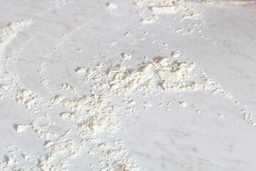 Floured table with remains of dough. Making Treacle Pie Series.