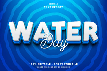 Water Day 3d Editable Text Effect Template Style Premium Vector