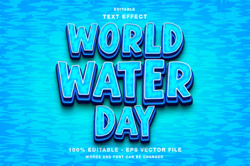 World Water Day 3d Editable Text Effect Template Style Premium Vector