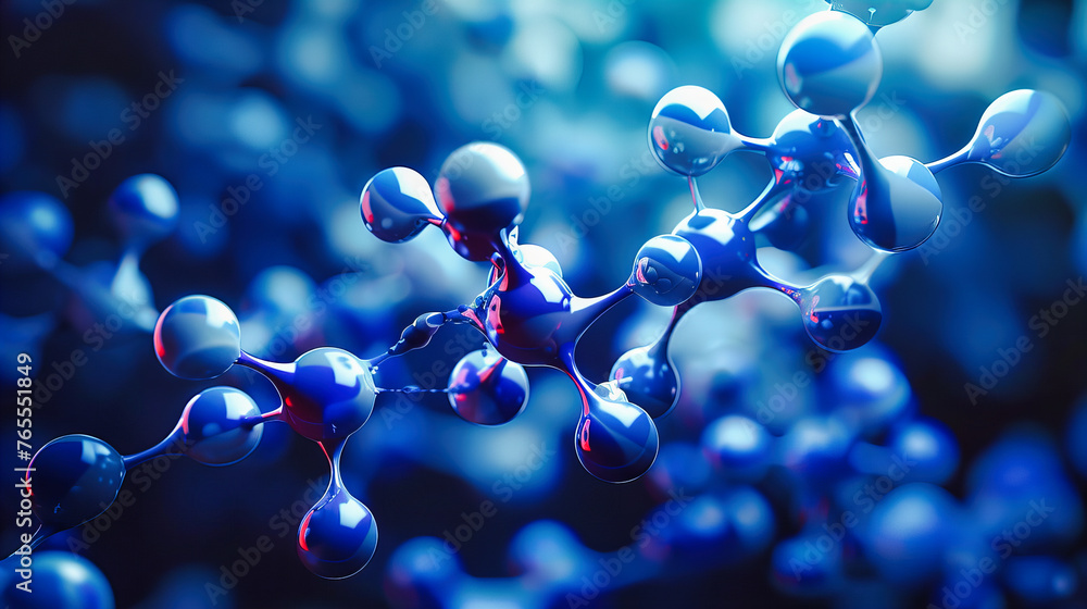 Aufkleber chemistry and molecular science concept, illustrating the structure and connection of atoms in scien