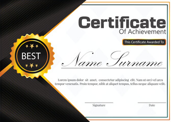 certificate new professional and trends design black and golden gradients color 