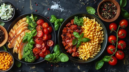 Two Italian dishes on the kitchen table - obrazy, fototapety, plakaty