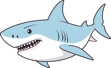 Dynamic Depths Gripping Shark Vector Illustration