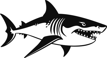 Beneath the Waves Striking Shark Vector Illustration