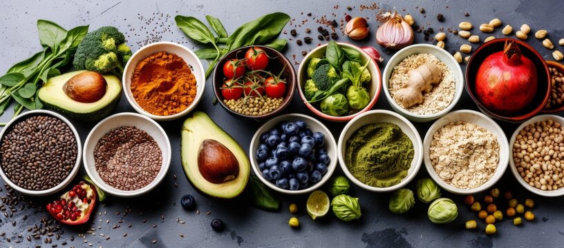 Colorful Vegetable and Fruit Medley on Dark Background