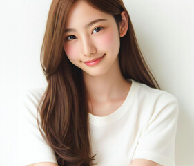 白いTシャツの美少女
