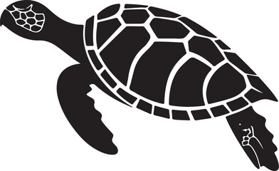 Turtle Silhouette Vector Illustration White Background