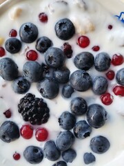 Organic gluten-free berries and oats, breakfast meal 
