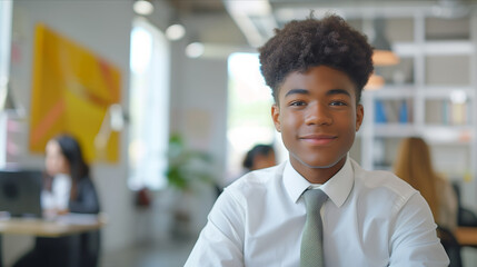 Fototapeta premium African American businessman smiling with confidence in the office.