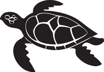 Turtle Silhouette Vector Illustration White Background