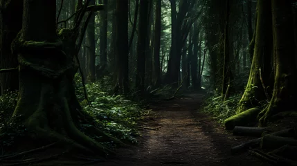 Deurstickers Pathway Through A Dark Forest ..   . © Little