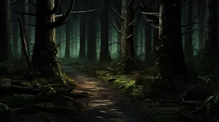 Stof per meter Pathway Through A Dark Forest ..   . © Little