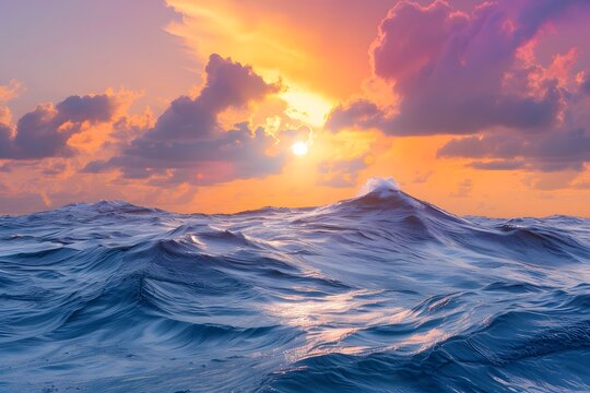 Oceanic Bliss in High Definition: Sunset Wallpaper with Calming Atmosphere and Gentle Waves