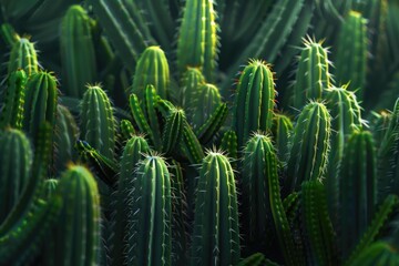 A large group of cactus plants in a field. Ideal for nature or desert themes - Powered by Adobe