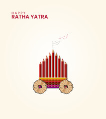 Happy Ratha yatra, Indian festival Ratha Yatra of Lord Jagannath, Odisha Rath, vector illustration, creative concept for banner, poster vector illustration.