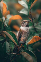 Fototapeta premium A beautiful hummingbird sitting on a tree branch. Perfect for nature and wildlife concepts