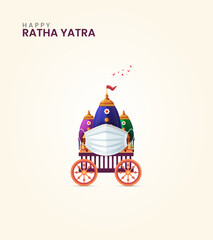 Happy Ratha yatra, Indian festival Ratha Yatra of Lord Jagannath, Odisha Rath, vector illustration, creative concept for banner, poster vector illustration.