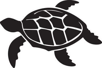 Turtle Silhouette Vector Illustration White Background