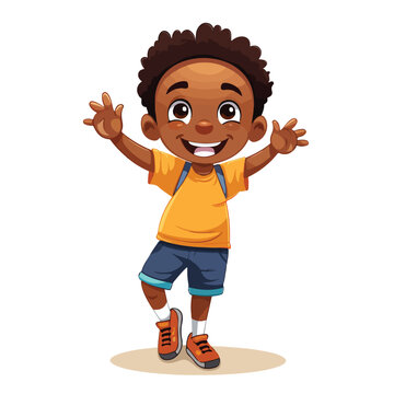 cartoon cute african boy cheerful image flat vector