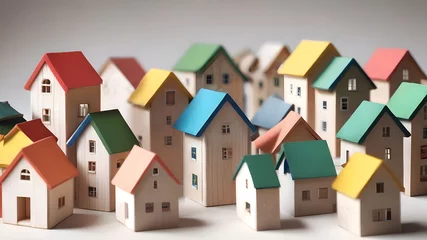 Rolgordijnen House model. Property home and real estate insurance concept. miniature model house. Mortgage concep. AI generated image, ai.. © TarikTalha