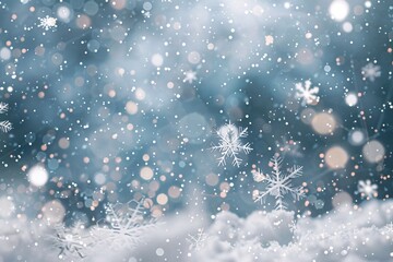 snowflakes on a snowy surface - obrazy, fototapety, plakaty