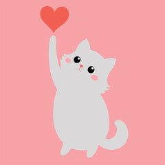 Cat and heart together in an image