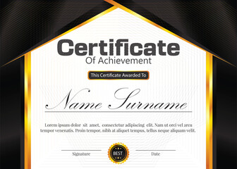 certificate new professional design in black and golden gradients color 