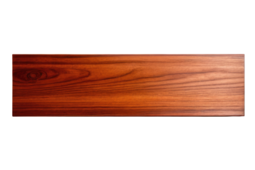 a high quality stock photograph of a single mahogany piece of plank full body centered and isolated on a white background