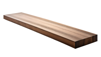 An ultra clear depiction of a polished wooden plank standing proud in the center, it occupies the entire frame, serenely isolated against a backdrop of pure, untouched white