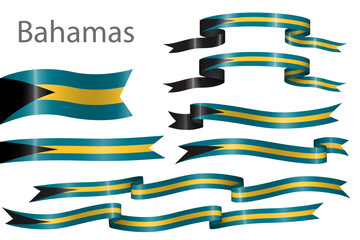 set of flag ribbon with colors of Bahamas for independence day celebration decoration