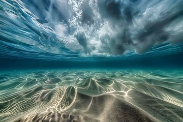 Serenity Below: Tranquil Marine Environment Revealing the Sandy Bottom of the Sea, Inviting Relaxation and Exploration