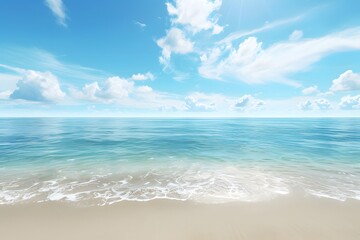 Tranquil Fusion: Hypnotic Aquatic Scene Blending the Sandy Depths of the Sea with the Infinite Sky, Evoking a Sense of Calm and Wonder