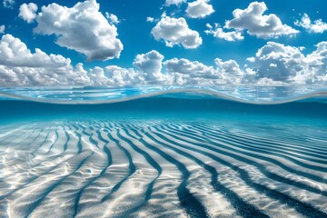 Sublime Depths: Calm Seascape Showcasing the Beauty of the Sandy Seafloor Through Clear Waters, Offering a Glimpse of Serene Underwater Beauty