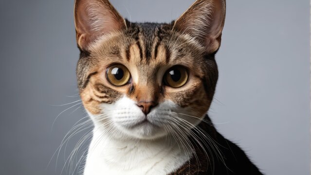  Focused feline gaze in sharp close-up photo