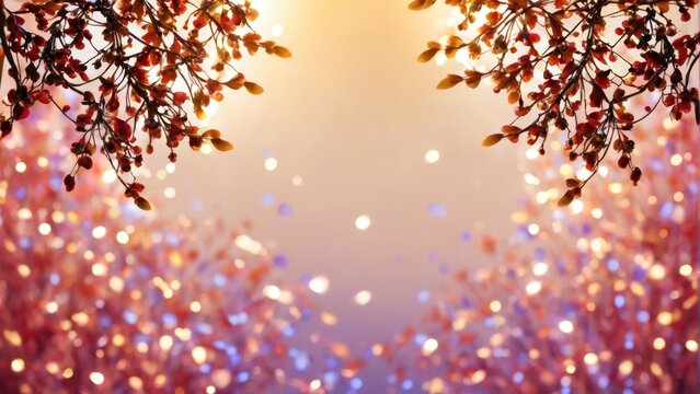  Red tree branches, bright sun, blurry photo, nature, outdoor scene