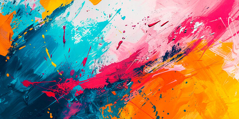 Abstract strokes of paint of bright colors. Modern Art