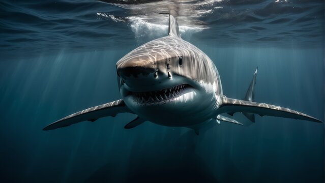  Great White Shark Beneath Water - Image Caption SEO
