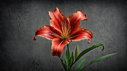  Red flower on black background with green plant in the center - SEO Optimized Text