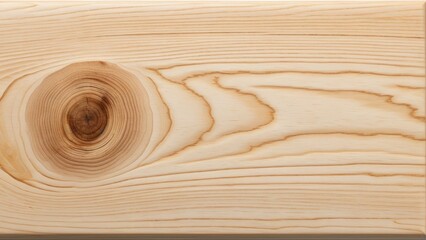 Single maple wooden plank, centered, isolated against a stark white background, flaunting its distinctive whorls and grain patterns under the soft glow of studio lighting, high-resolution stock photo - obrazy, fototapety, plakaty